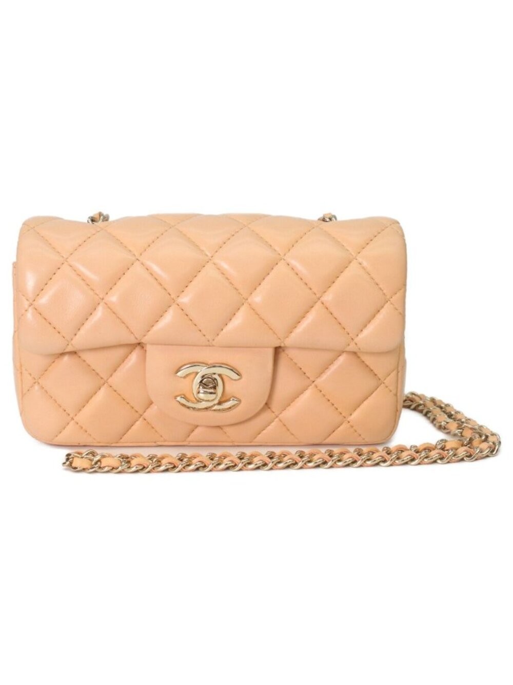 Chanel Apricot Beige Mini Quilted 17 Shoulder Bag